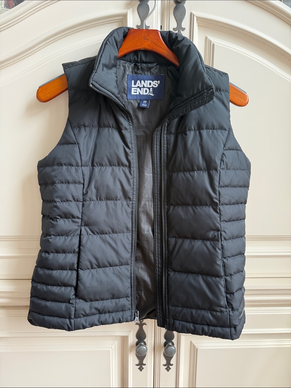 Lands' End Black Quilted Packable Vest